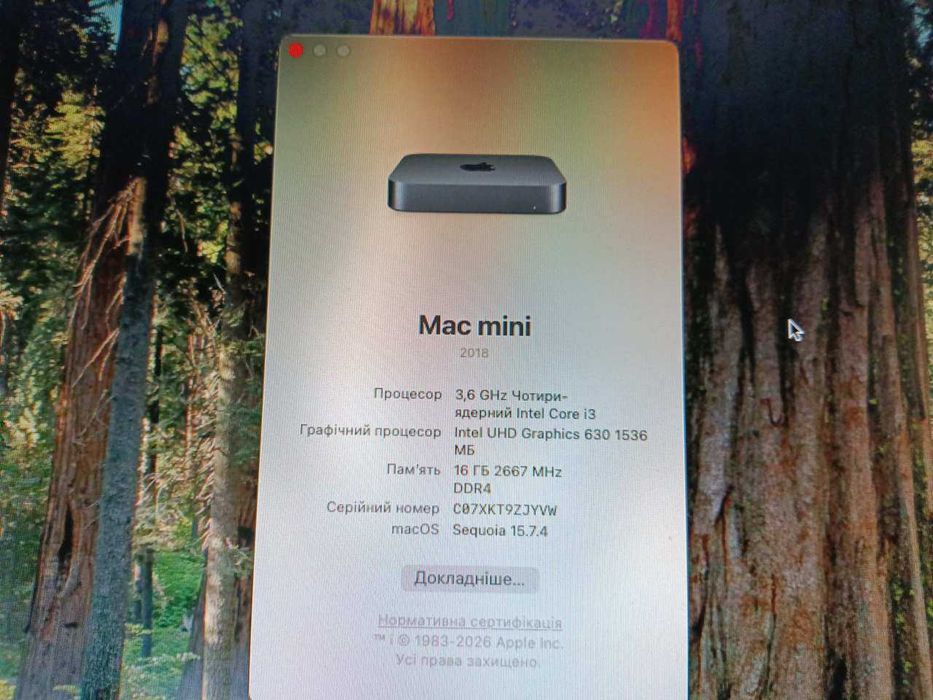Apple Mac mini 8.1 i3 3.6Ghz 16Gb / 128Gb SSD