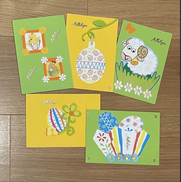 Kartki wielkanocne ręcznie robione 10 sztuk