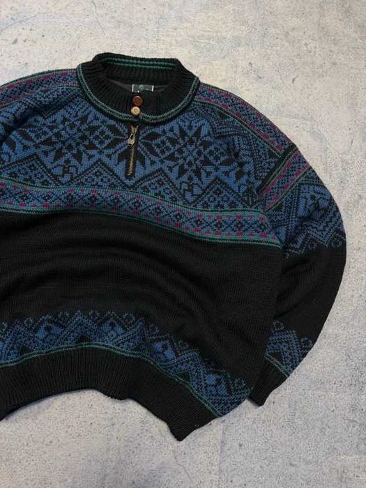 Granatowy gruby sweter lambswool Dale of Norway - Size L