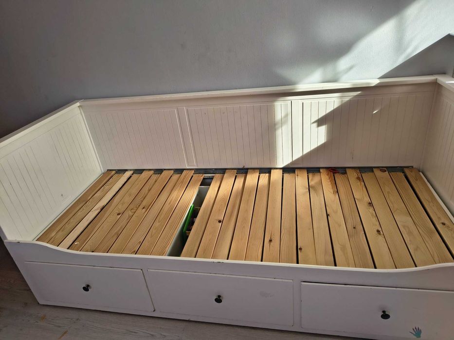 IKEA HEMNES – łóżko rozkładane z 3 szufladami, białe