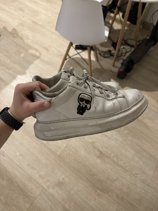 biale buty sneakersy damskie Karl Lagerfeld na platformie 38