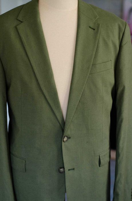 Letnia marynarka zielona C&A Premium, Len+Bawełna, r54, półpodszewka