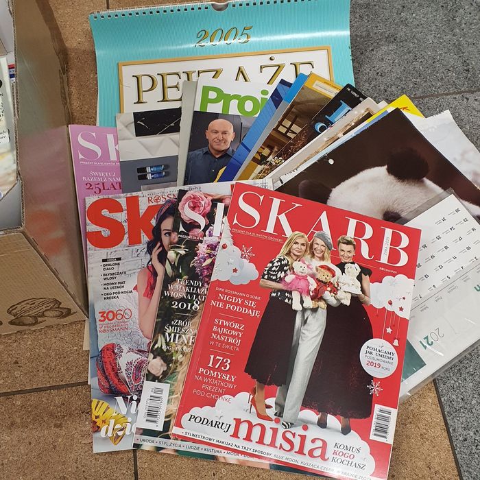 Gazety, kalendarze do prac plastycznych, kolaży