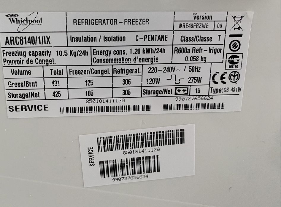 Peças várias para Whirpool ARC8140/1/1X