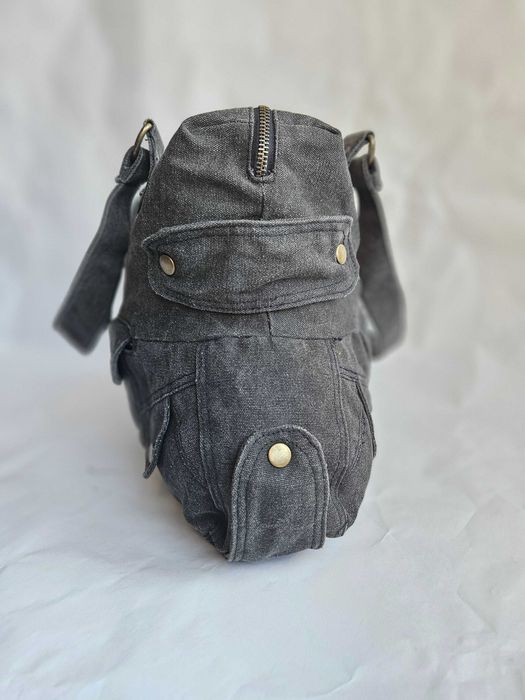 Сумка на плече NEW BAGS сірий канвас з кишенями