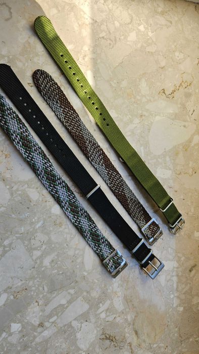 Pasek do zegarka zielony brązowy  18-19 mm nato, perlon