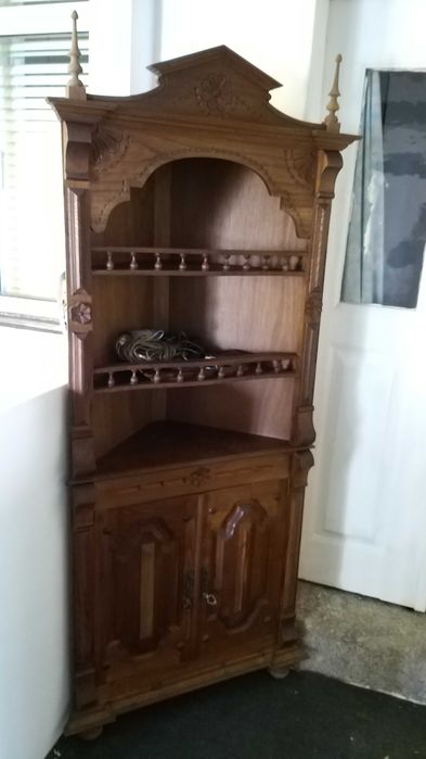 Móvel Cantoneira de Canto Apoio Madeira Maciça Trabalhada Vintage