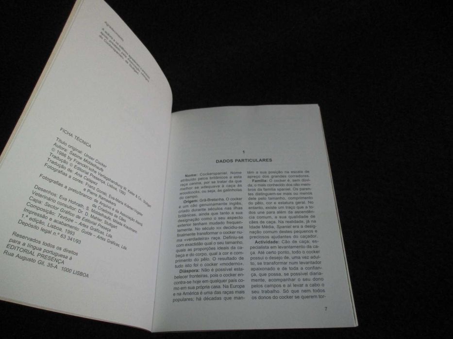 Livro O Cocker Sabine Middelhaufe 1ª edição 1993