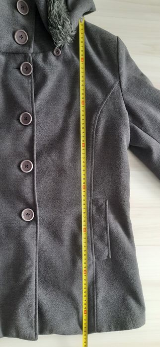 Szary Klasyczny Płaszcz r.L/XL