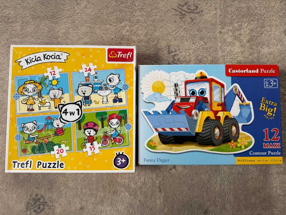 PUZZLE Castorland Trefl. Wesoła Koparka, Kicia Kocia =OKAZJA=