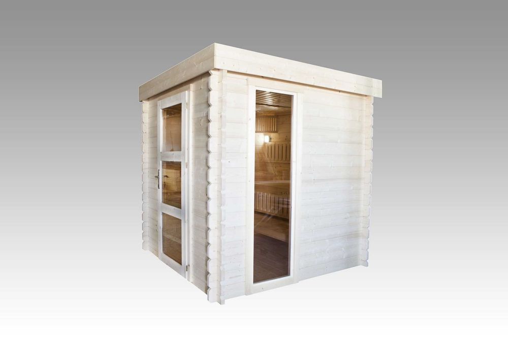 Sauna zewnętrzna z piecem harvia 224x224 cm balik 58 mm