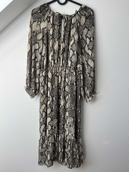 Sukienka midi ZARA print animal rozmiar XS oversize boho y2k jesień