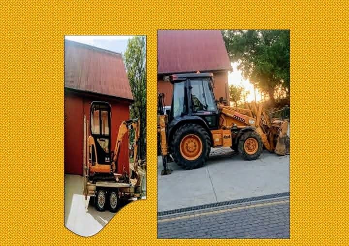 Usługi koparko-ładowarką, minikoparką, wywrotka 3,5 t . Michałowice.