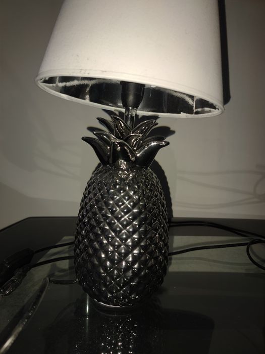 Dwie SREBRNE  lampki nocne ananas glamour