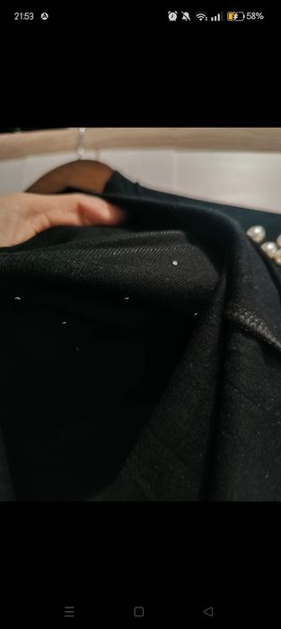 Fame fashion pół golf czarny zdobiony perełki