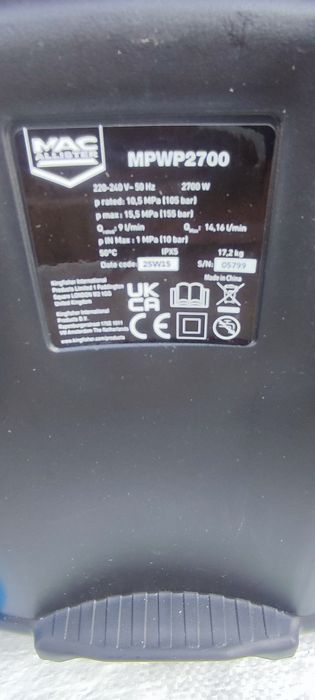 Апарат мийка високого тиску 2700 ватт з Англії