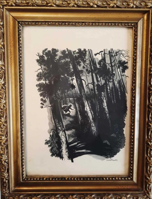 Chrostowski Leśny Wędrowiec Drzeworyt