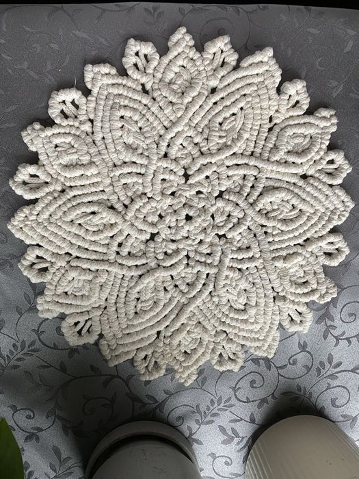 Zestaw kremowych podkładek na stół 4 szt. # makrama#hardmade