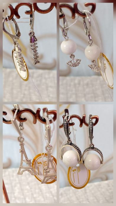 Серебро-серьги с натуральными камнями