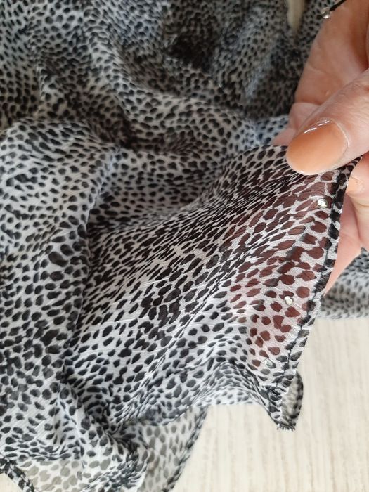 Mohito koszula żorżeta M 38 falbany szara czarna panterka