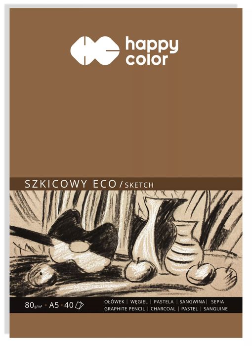 Blok szkicowy ECO A5 40 ark. 80g Happy Color. Happy Color. Nowy Produkt