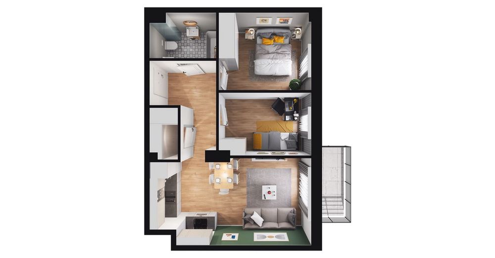 3-pokojowe mieszkanie 48m2 + balkon Bezpośrednio