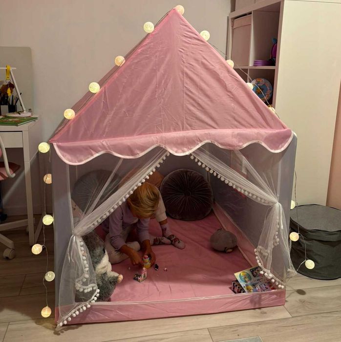 Nowy Namiot Domek Zamek Dla Dzieci Różowy Ogrodowy Pokój Na Prezent