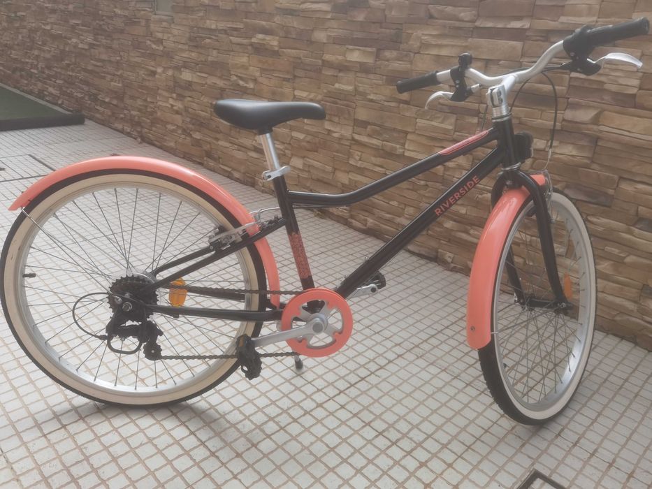 Bicicleta de Trekking Criança 9-12 Anos RIVERSIDE 500 24 Polegadas Preto Coral - BTWIN