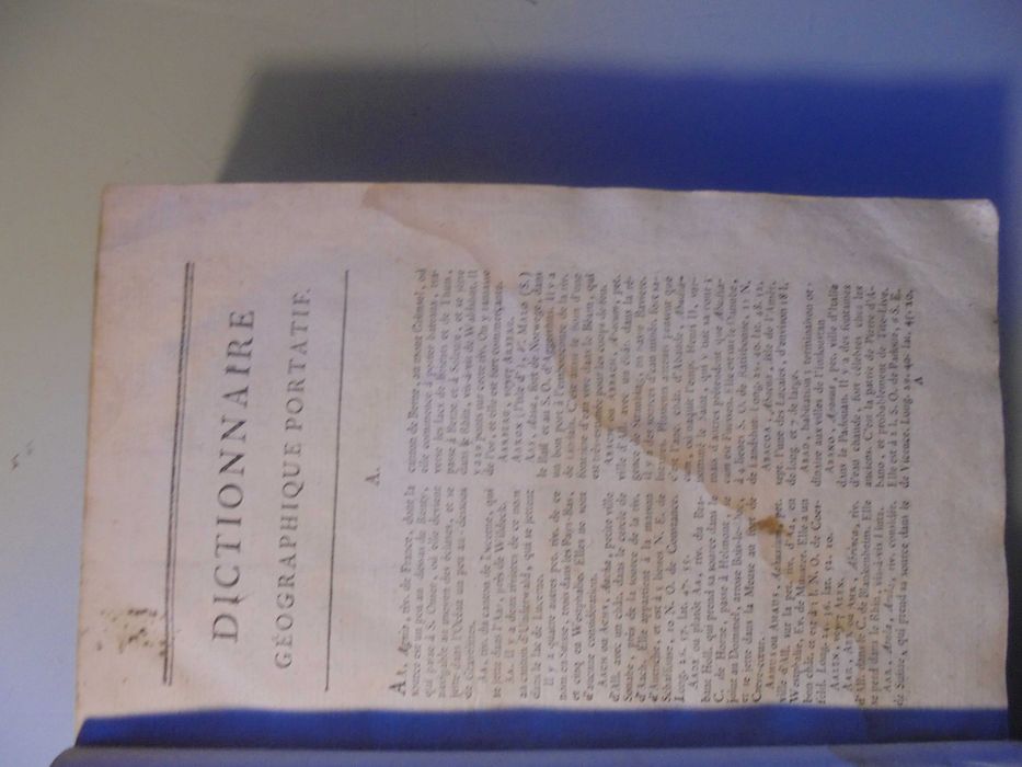 Vosgien (L´Abbé);Dictionaire Geographique Portatif ou Descriptio