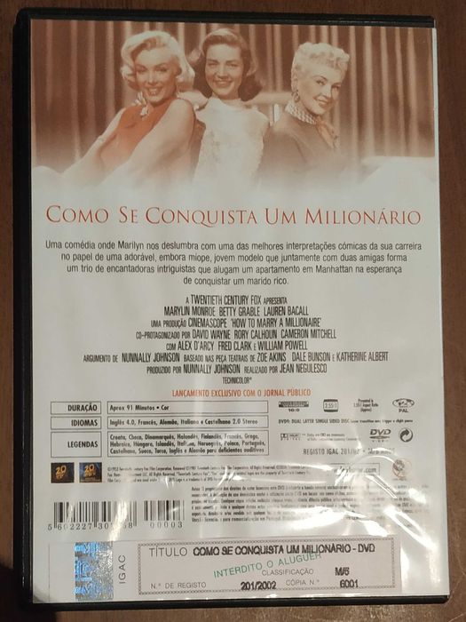 5 DVDs da coleção 80th aniversário de Marilyn Monroe