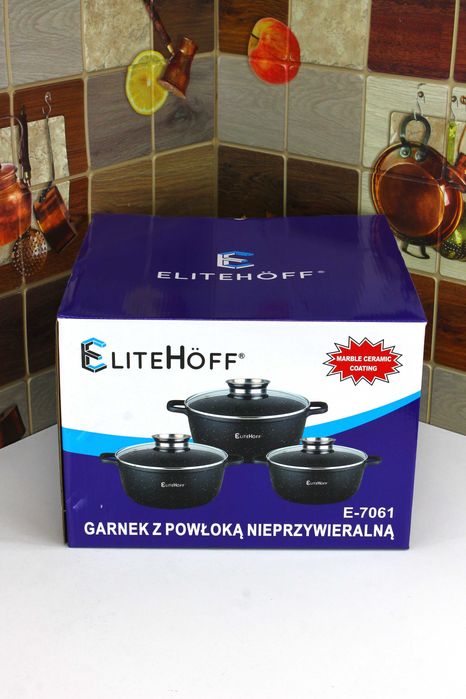 Ciężkie solidne marmurowe garnki 2.3L, 4.5L, 6.5L Elitehoff PREMIUM 61
