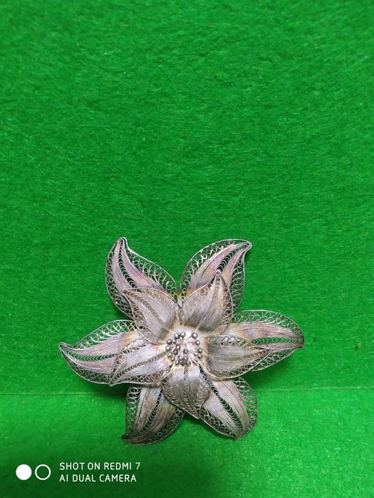 Винтажная большая серебряная брошь.Европа.