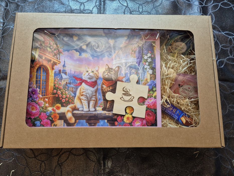 Zestaw prezentowy „Wieczór z puzzlem” – puzzle 500, herbata, batonik