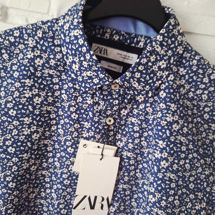 Koszula męska Zara rozm. M/40 Slim fit kwiatki