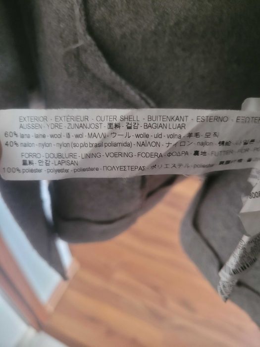 Szary płaszcz Zara M 60% wełna