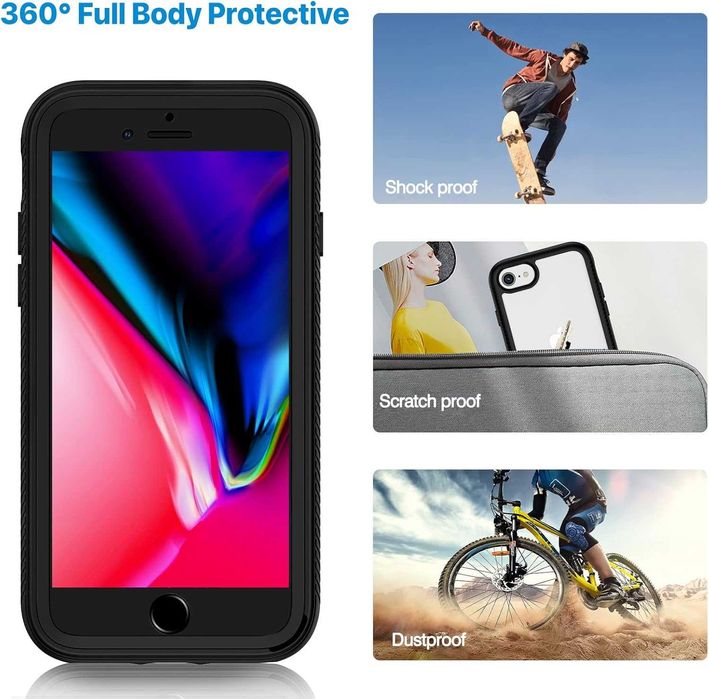 CENHUFO etui do iPhone 8/7/6/6S SE 2020 SE 2022 mocne 360 pancerne