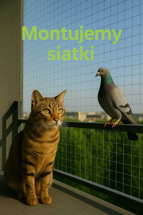 Montaż siatek na balkon przeciw ptakom, Siatka dla na kota  Sprzątanie