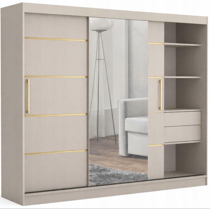 Szafa przesuwna CHELSEA – kaszmir, elegancja i funkcjonalność 235 cm