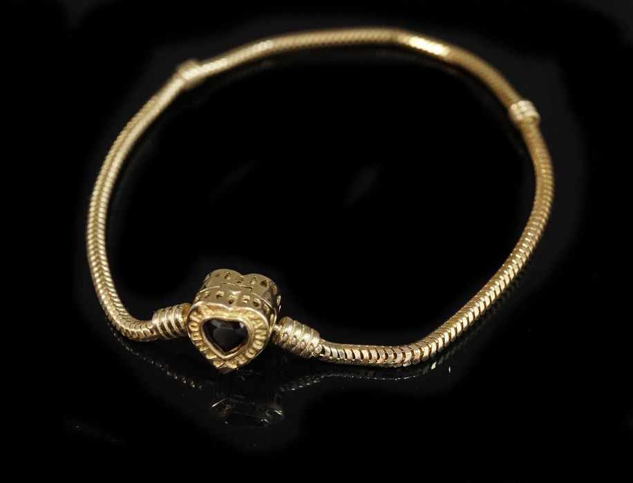 Złoto 585 - Złota bransoletka baza modułowa do zawieszek z sercem.