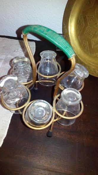 Vintage suporte e cálices em vidro