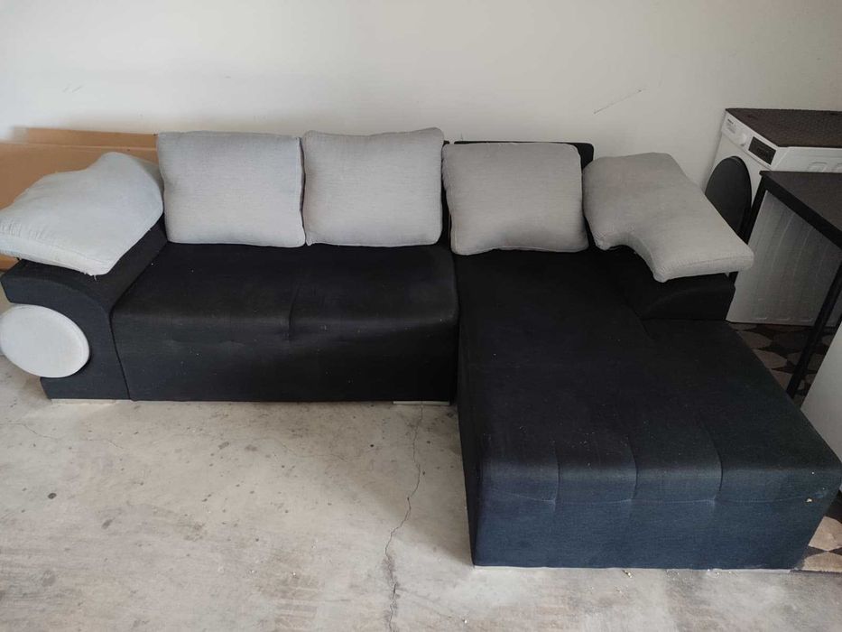 Sofá Chaise Longue + 2 Puffs