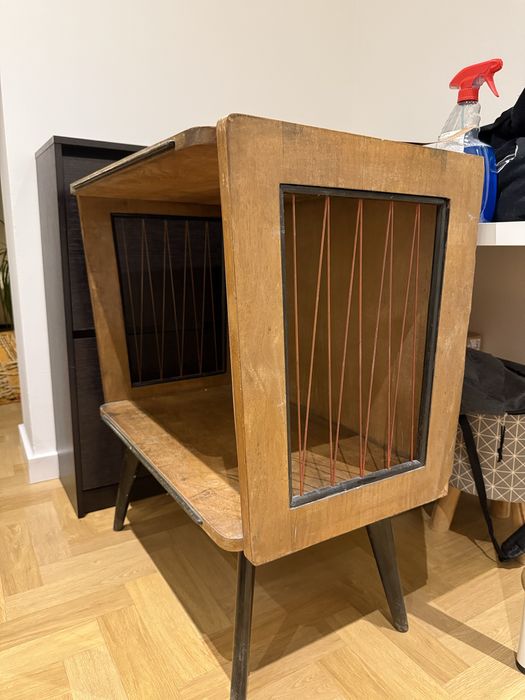 Drewniana szafka stolik RTV typ 600-204 PRL Vintage