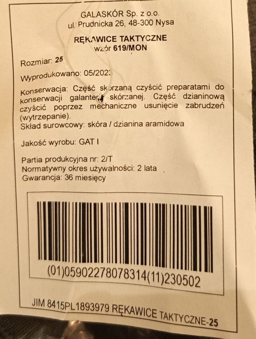 Rękawice taktyczne 619/MON