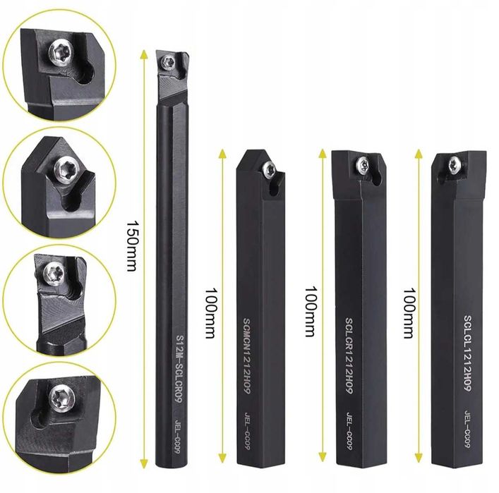 Tokarski Noży 4 Sztuki CNC + 10 Płytek z Węglika C6 TiN + 4 Kluczy