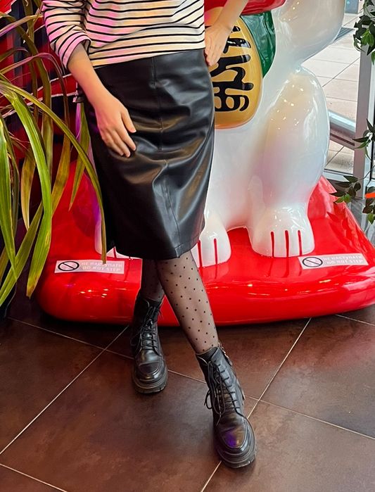 Стильна міді спідниця із якісної еко-шкіри