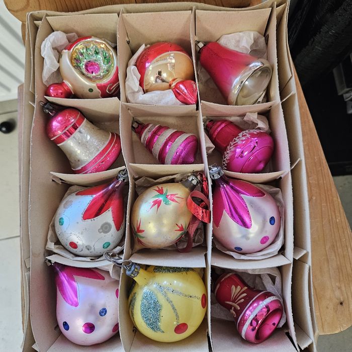 Zestaw mix bombek szklanych prl duże