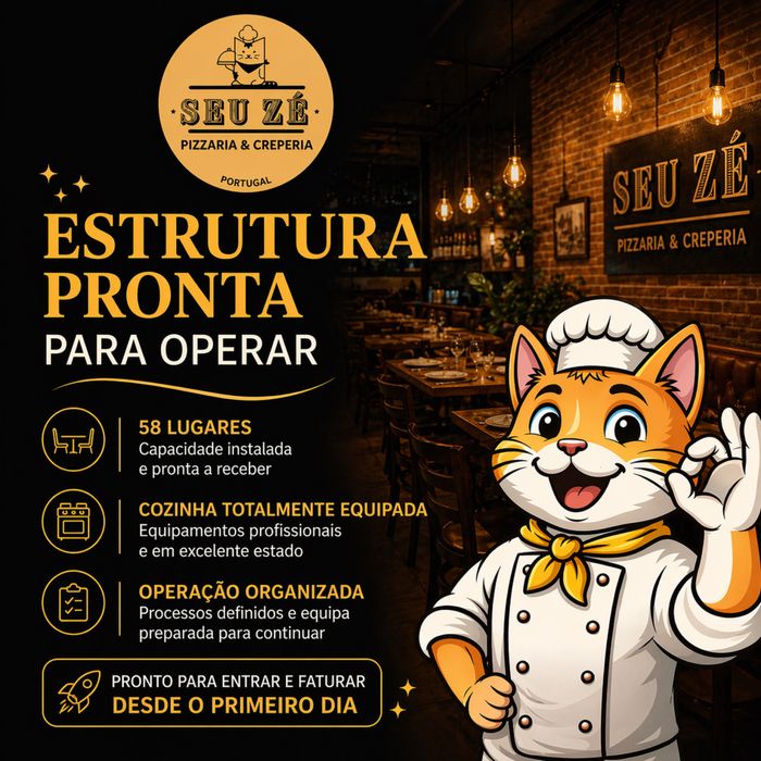 Oportunidade – Pizzaria Equipada e em Funcionamento – Braga