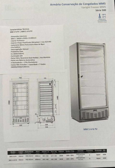 Armário Conservação Congelados