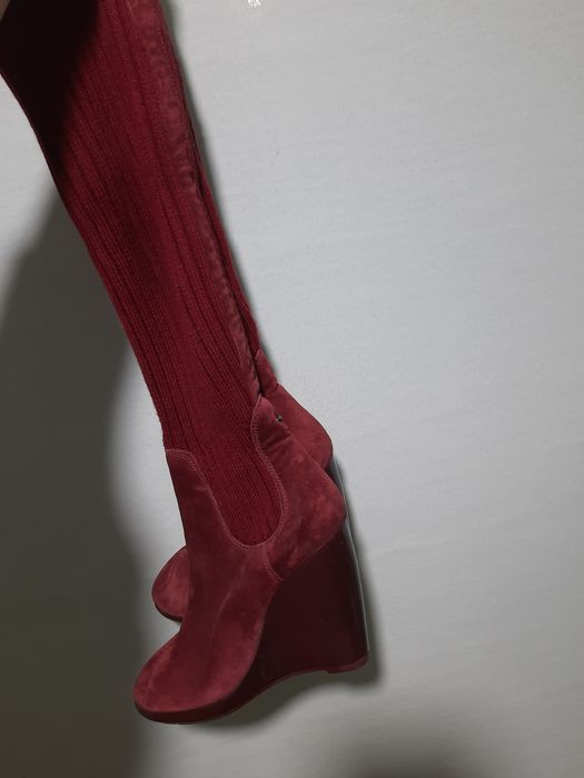 Бордові високі чоботи-панчохи Voile Blanche made in Italy 38