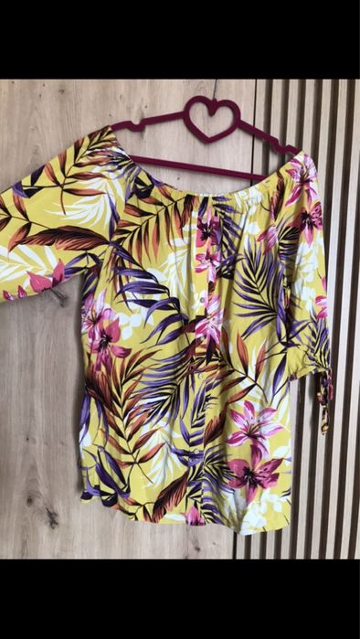 Xxl bluzka floral hiszpanka palmy wiskoza